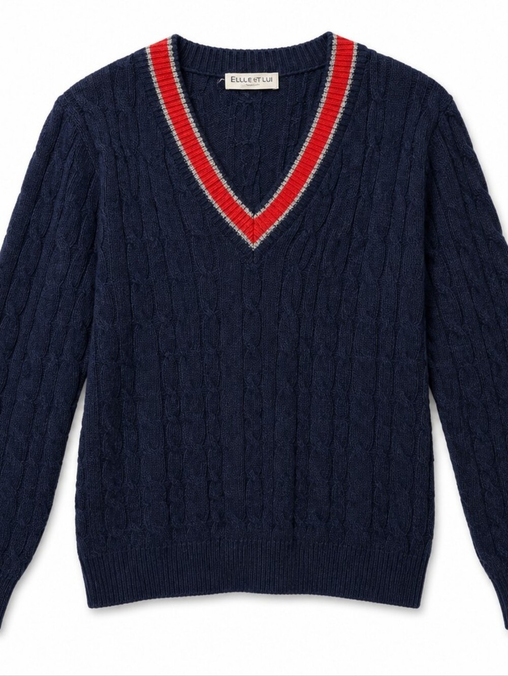 Vintage Elle et Lui Exclusif Cable Knit V-Neck Sweater Size Lg